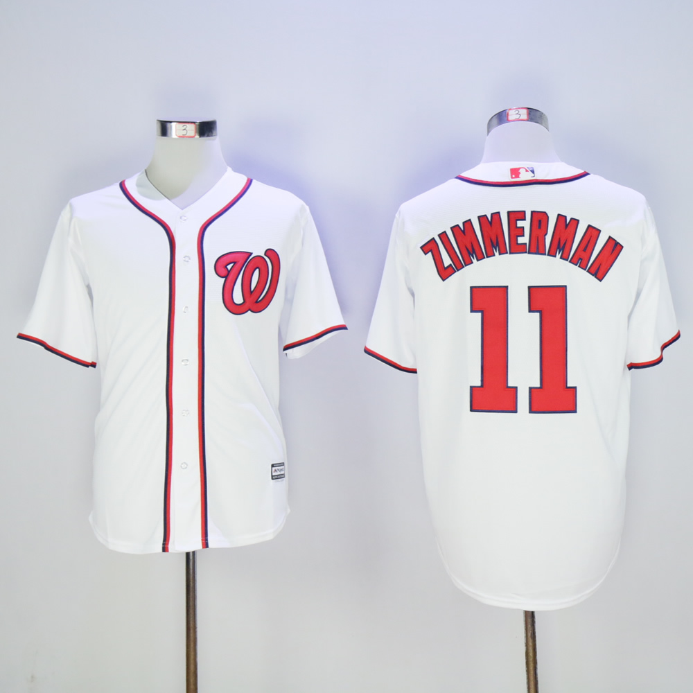 Men Washington Nationals #11 Zimmerman White MLB Jerseys